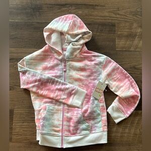 Girls soft tie dyed zip hoodie